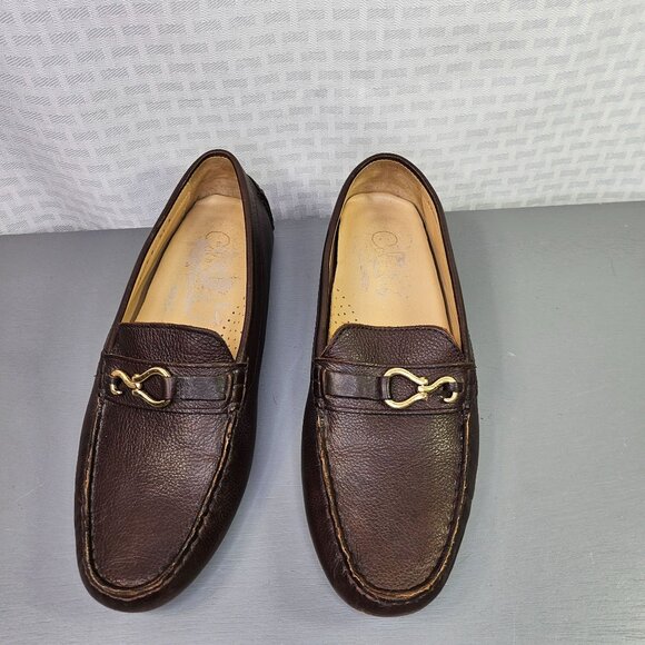 Cole Haan Nike Air Brown Leather Loafers With Gold Buckle Size 7 - Picture 2 of 9